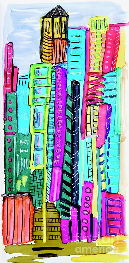 Skyscraper Whimsy Painting by Patty Donoghue