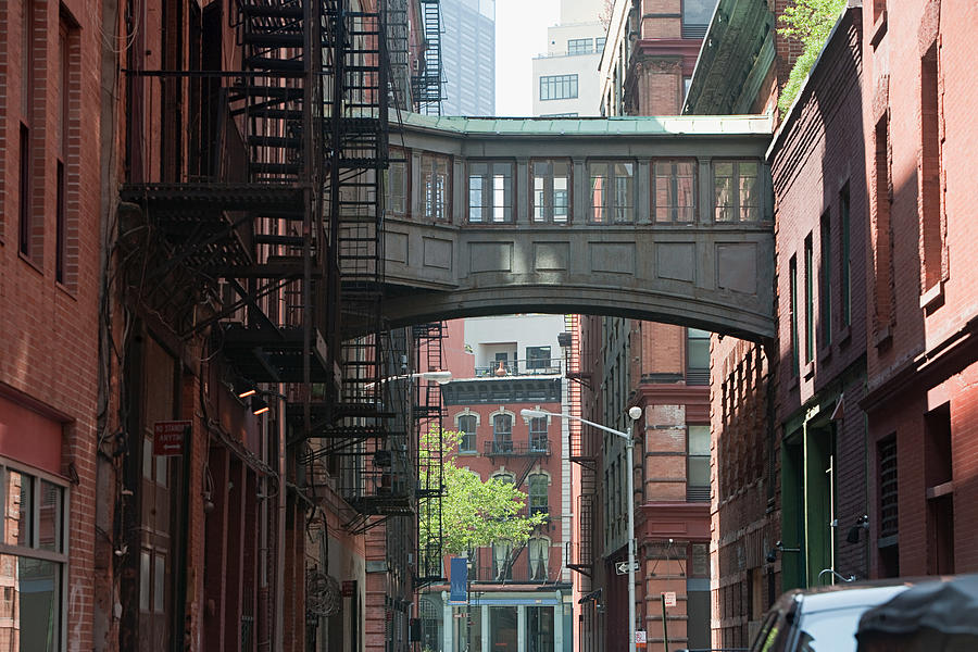 Skywalk between buildings in Tribeca, NYC Photograph by Image Source