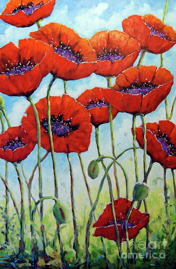 Skyward Poppies Painting by Richard T Pranke