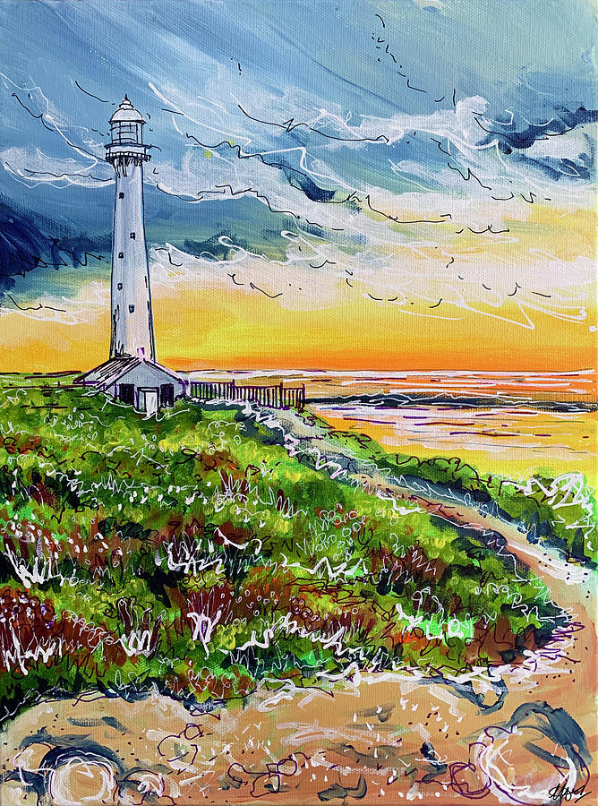 Slangkop Lighthouse Painting by Laura Hol Art