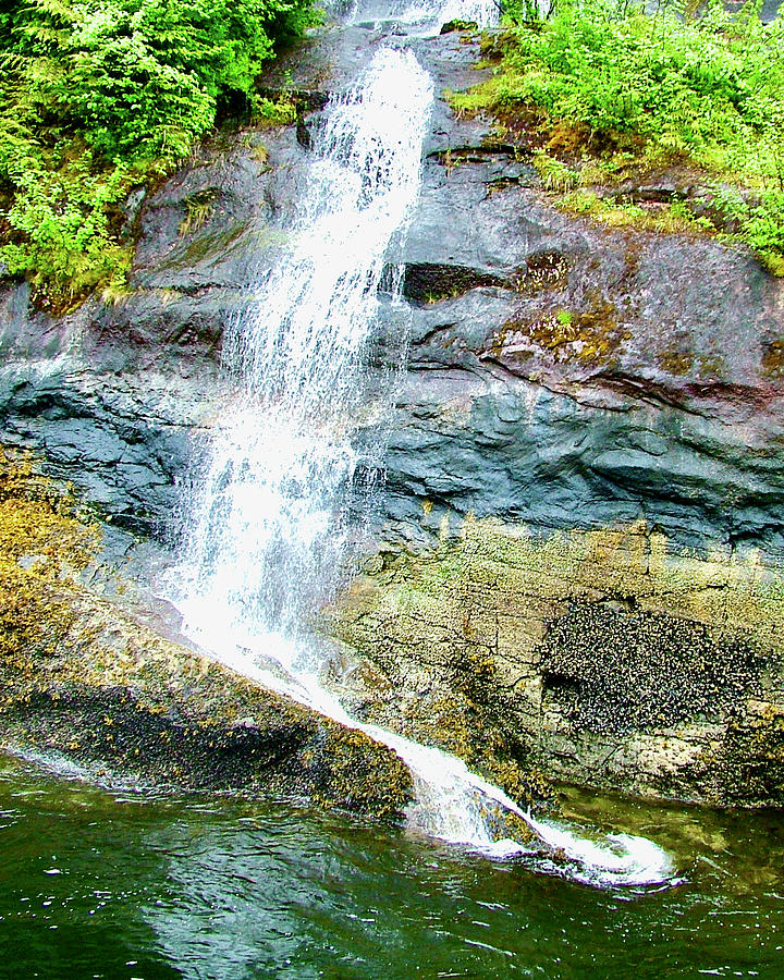 Slanted Rock Changes Direction of a Waterfall in Misty Fjords National ...