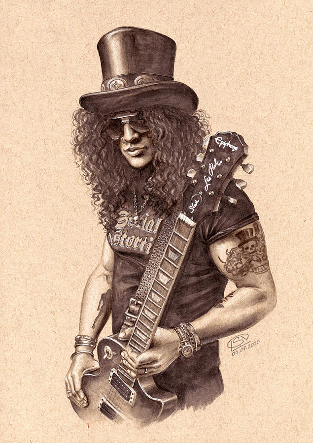 Slash from Guns n'Roses Drawing by Olga Dmitrieva Pixels