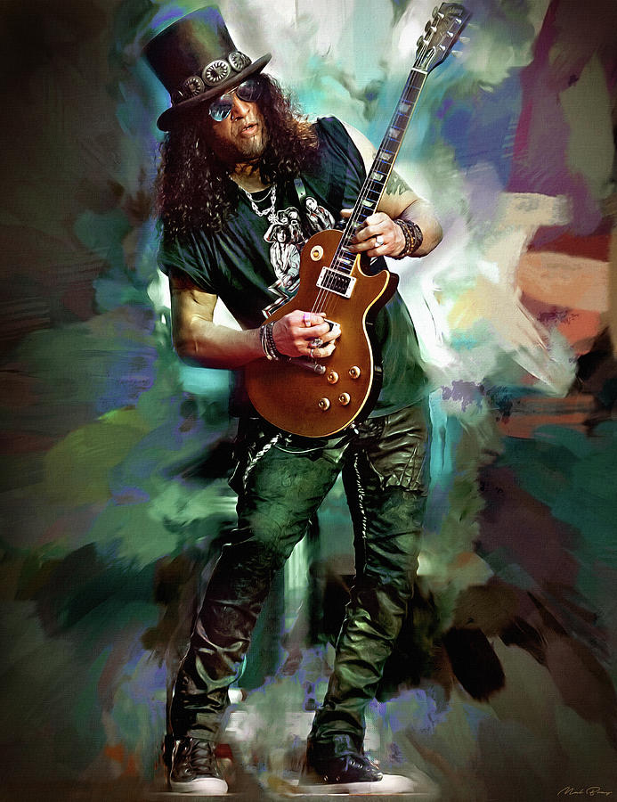 Slash, Guitarist, Guns N' Roses Acrylic Print by Mal Bray - Fine