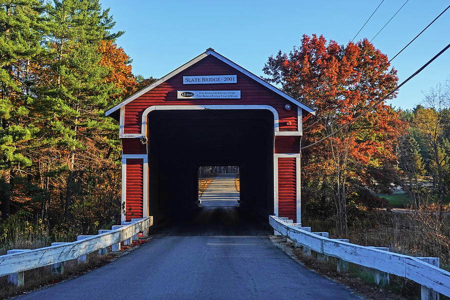 Slate Covered Bridge Swanzey NH Fall Foliage Photograph by Toby McGuire