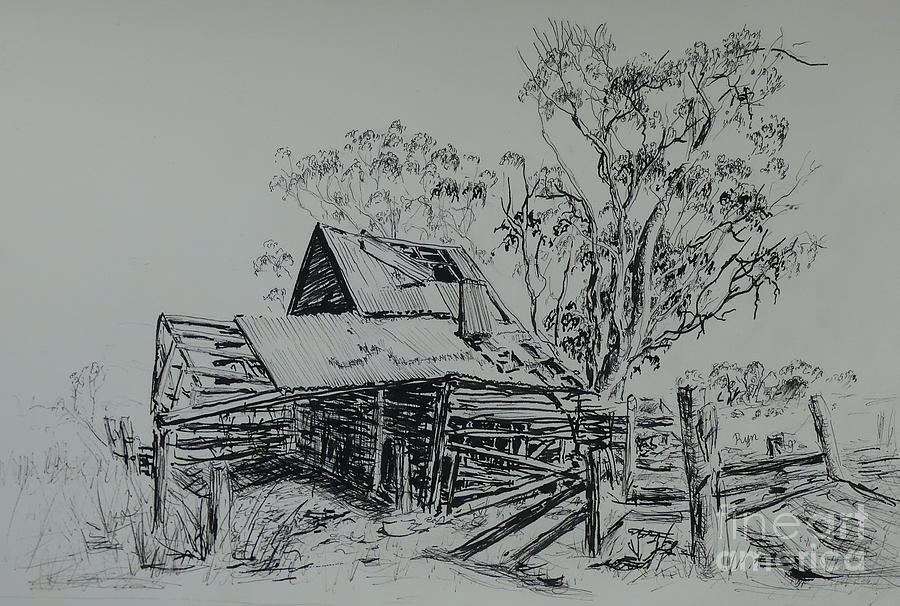 Slaughterhouse Road, Old Building, Clunes. Painting by Ryn Shell