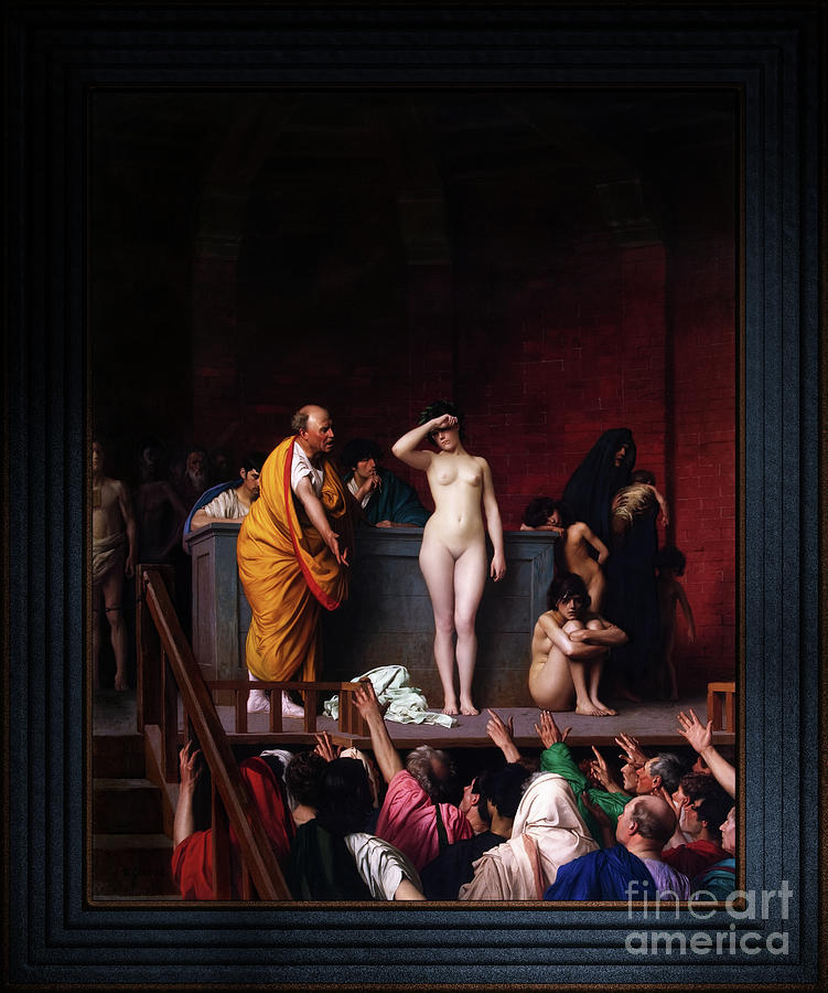 Slave Market in Ancient Rome by Jean-Leon Gerome Old Masters Classical Art Reproduction Painting by Rolando Burbon