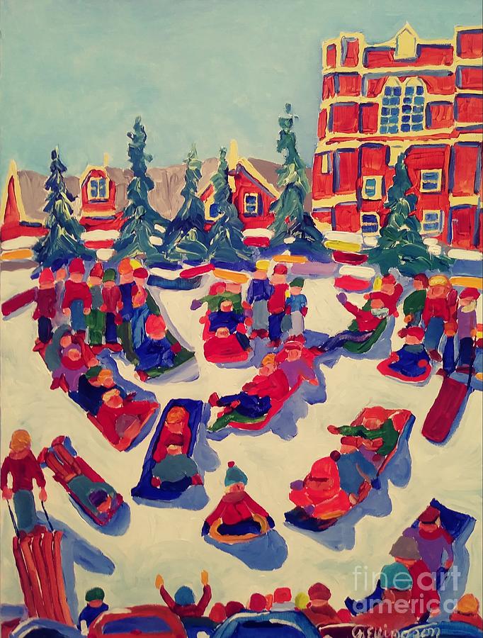 Sledding Hill Painting by Rodger Ellingson