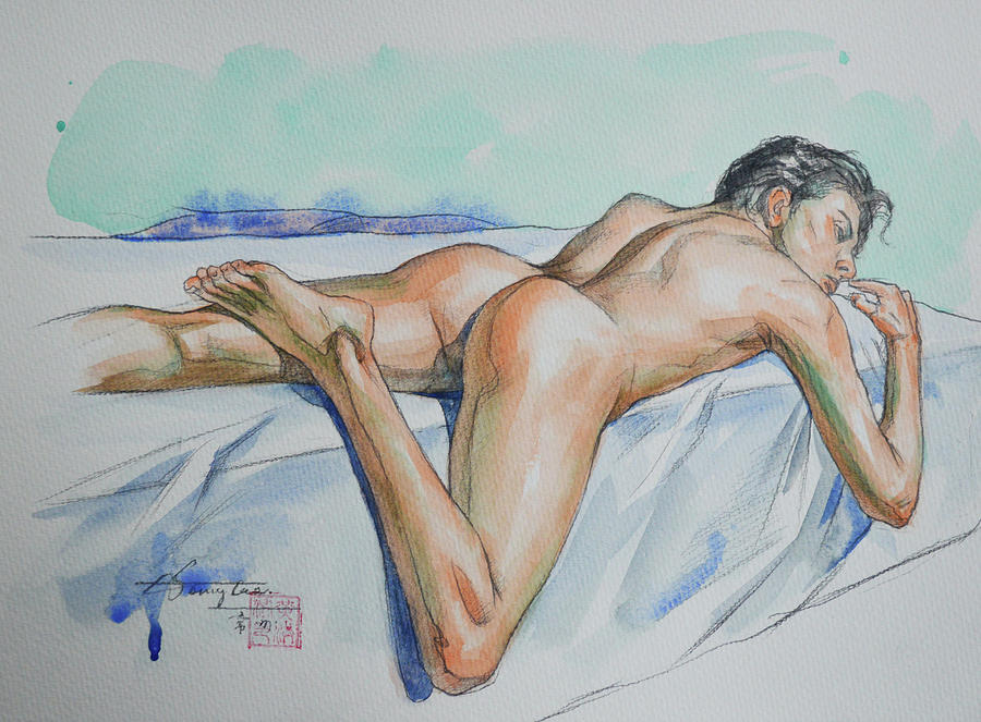 Sleep man Painting by Hongtao Huang