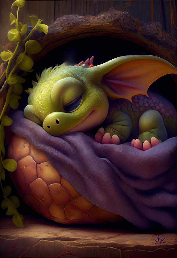 Sleeping Baby Dragon Digital Art by Adrian Reich
