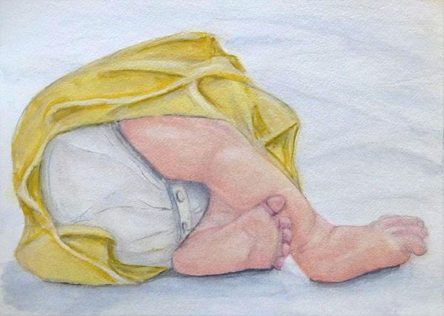 Baby Painting - Sleeping Baby by Kelly Mills