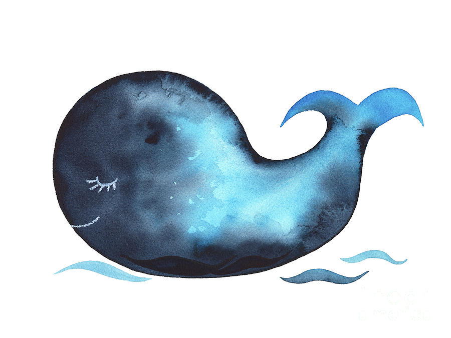 Sleeping Baby Whale Painting by Zaira Dzhaubaeva