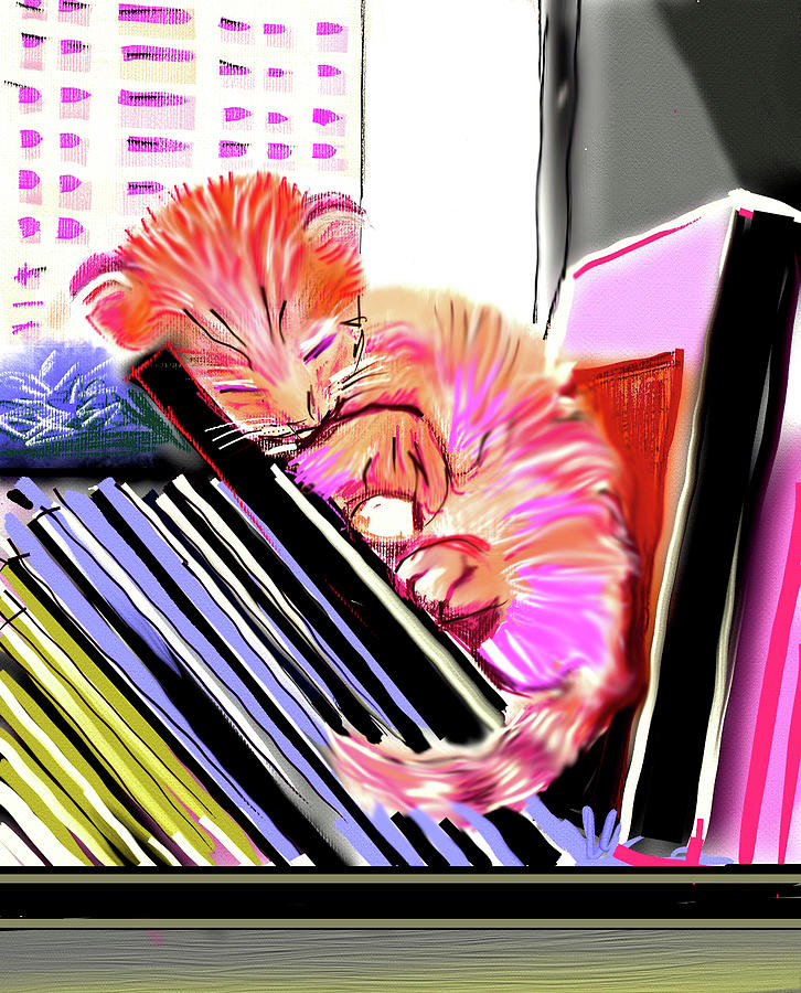 Sleeping Cat Digital Art by Anil Nene
