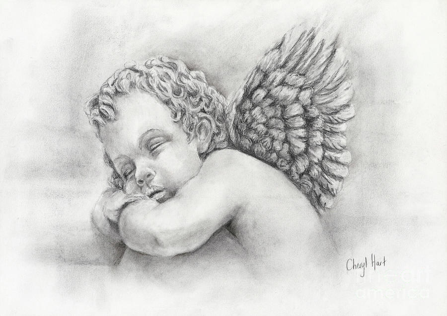 Sleeping Cherub Drawing by Cheryl Hart - Fine Art America