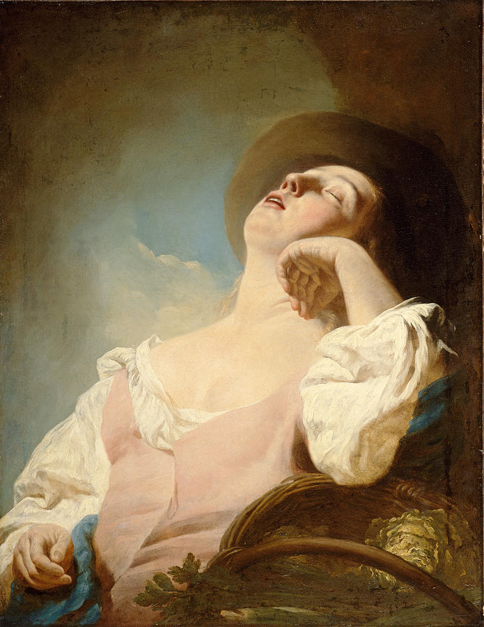 Sleeping Country Girl Painting by Giuseppe Angeli