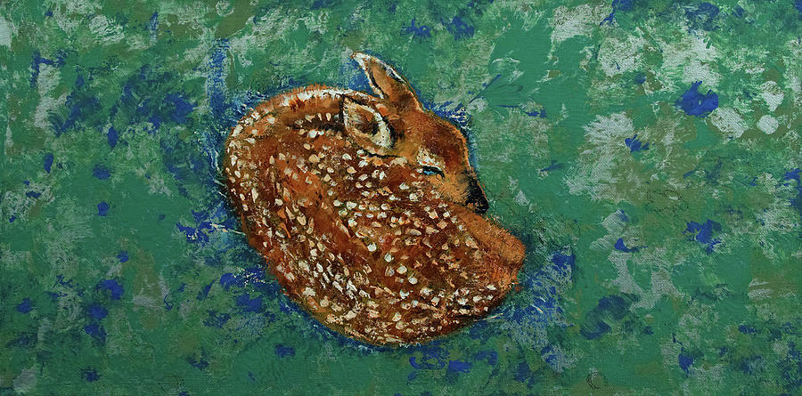 Sleeping Fawn Painting by Michael Creese
