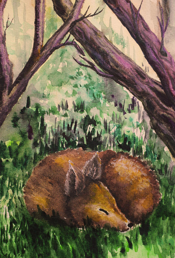 Sleeping Fox Painting by Medea Ioseliani