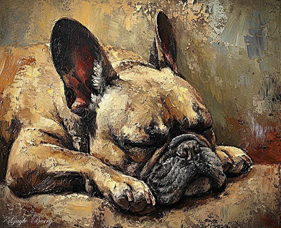 French Bulldog Mixed Media - Sleeping French Bull Dog 002 by Gayle Berry