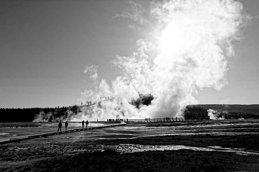 Yellowstone National Park Photograph - Sleeping Giant -- Tourists at Excelsior Geyser Crater in Yellowstone National Park, Wyoming by Darin Volpe