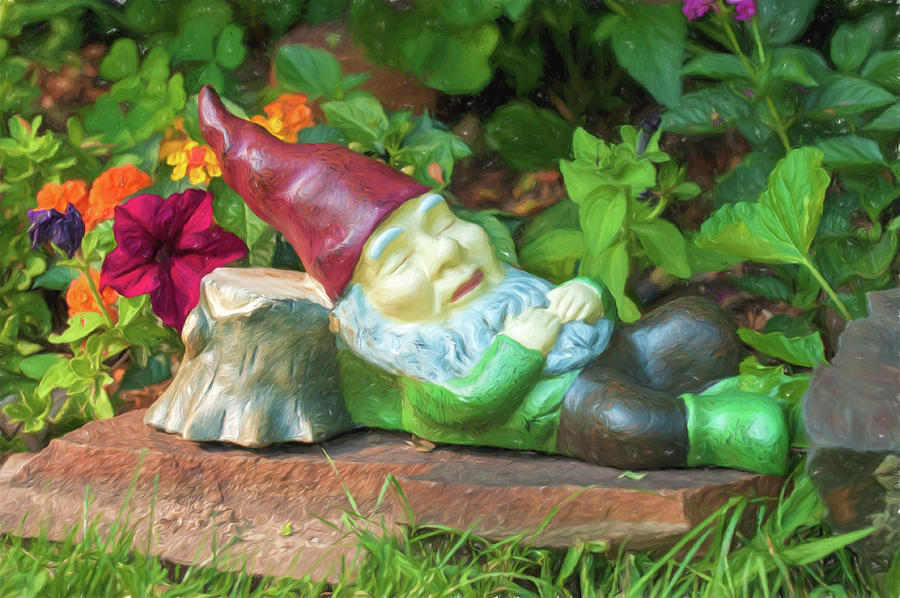 Sleeping Gnome Digital Art by Melinda Dreyer