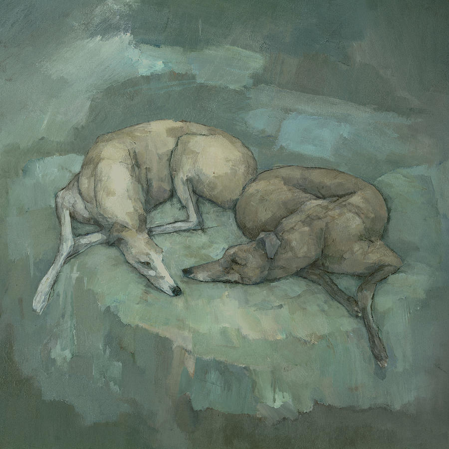 Greyhound Painting - Sleeping Greyhounds by Steve Mitchell