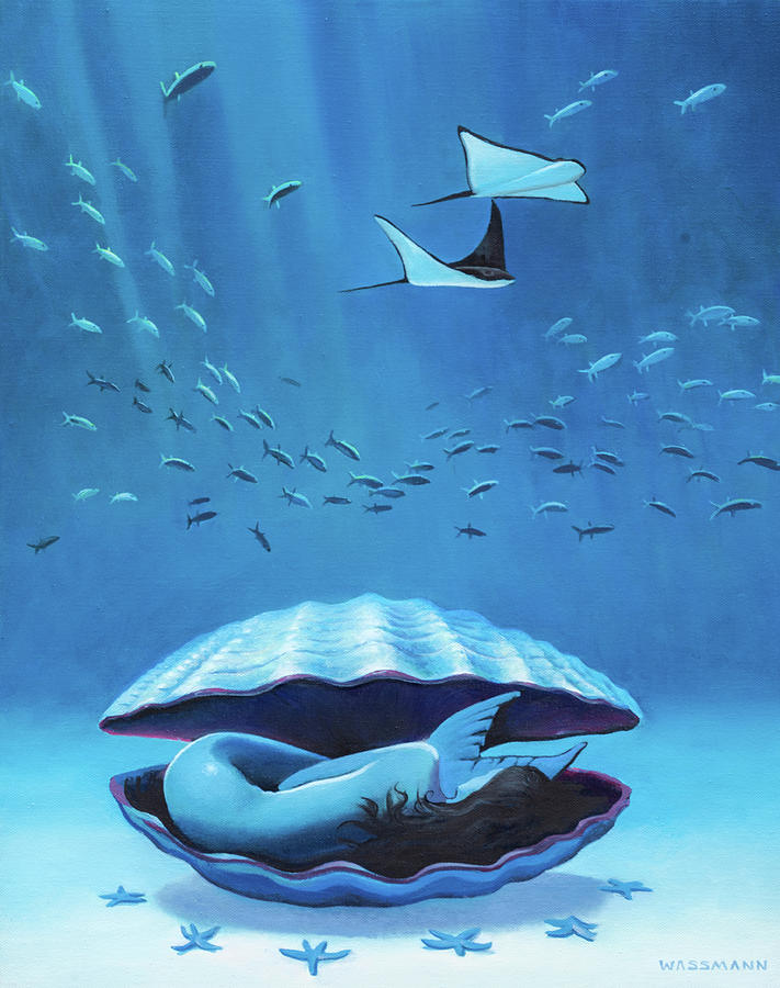 Sleeping Mermaid Painting by Cliff Wassmann