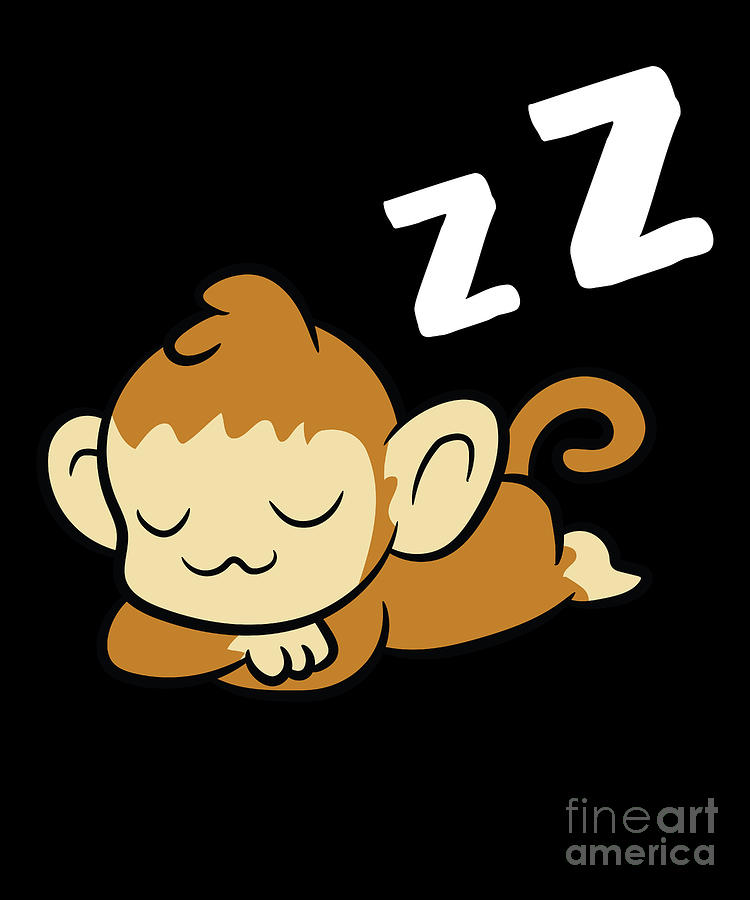Ape Digital Art - Sleeping Monkey Pyjama Lazy Monkey by EQ Designs