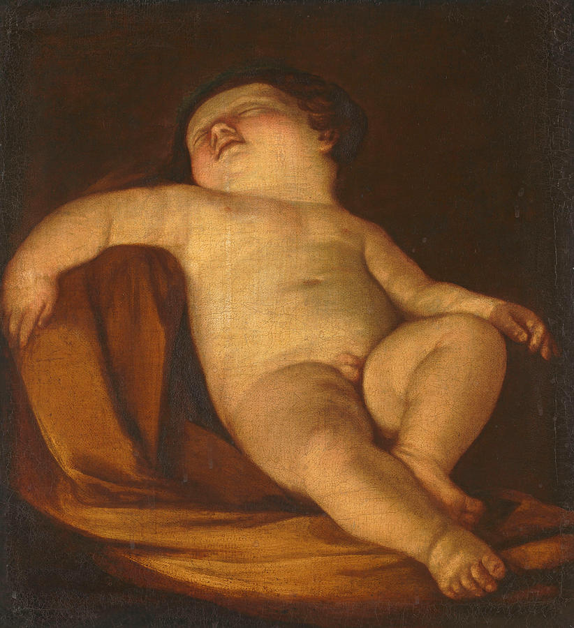 Sleeping Putto Painting by After Guido Reni