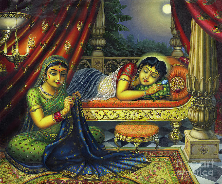 Sleeping Shrimati Radharani Painting by Vrindavan Das