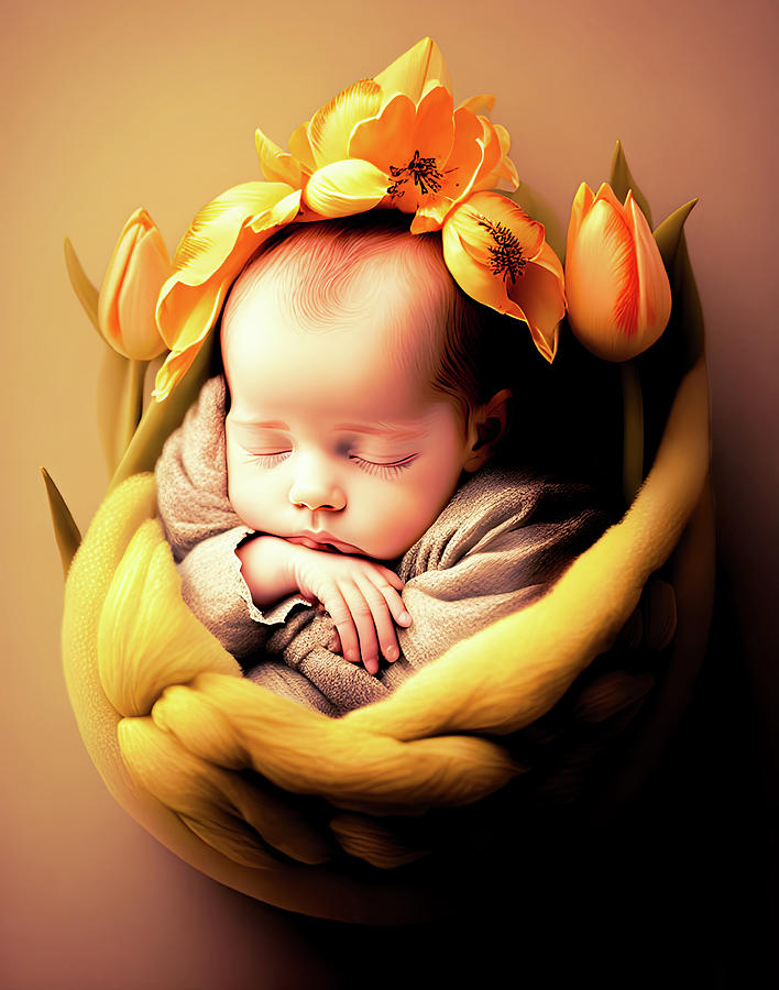 Sleeping Spring Baby Painting by Bob Orsillo
