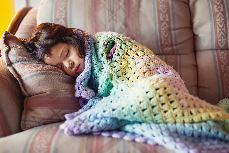 Sleeping Toddler and Torn Security Blanket Photograph by Laura Olivas