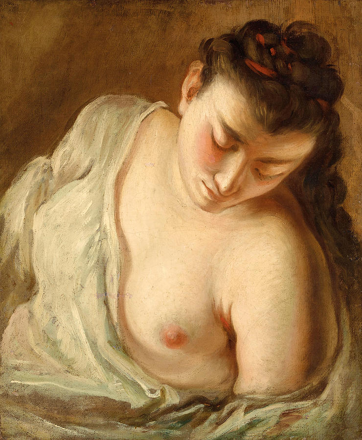 Sleeping woman Painting by Jean-Baptiste-Henri Deshays
