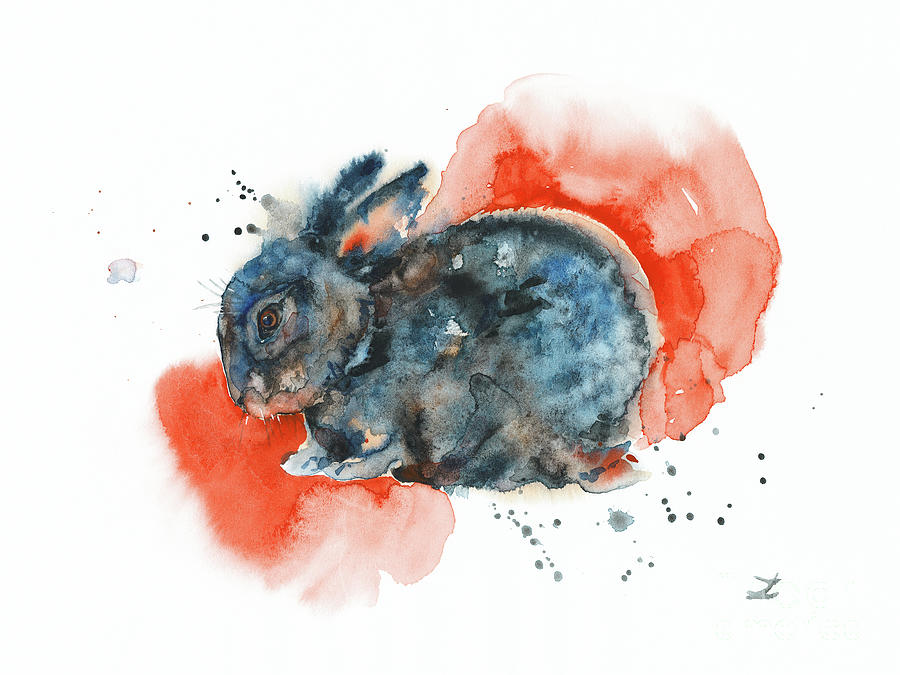 Sleepy Bunny Painting by Zaira Dzhaubaeva