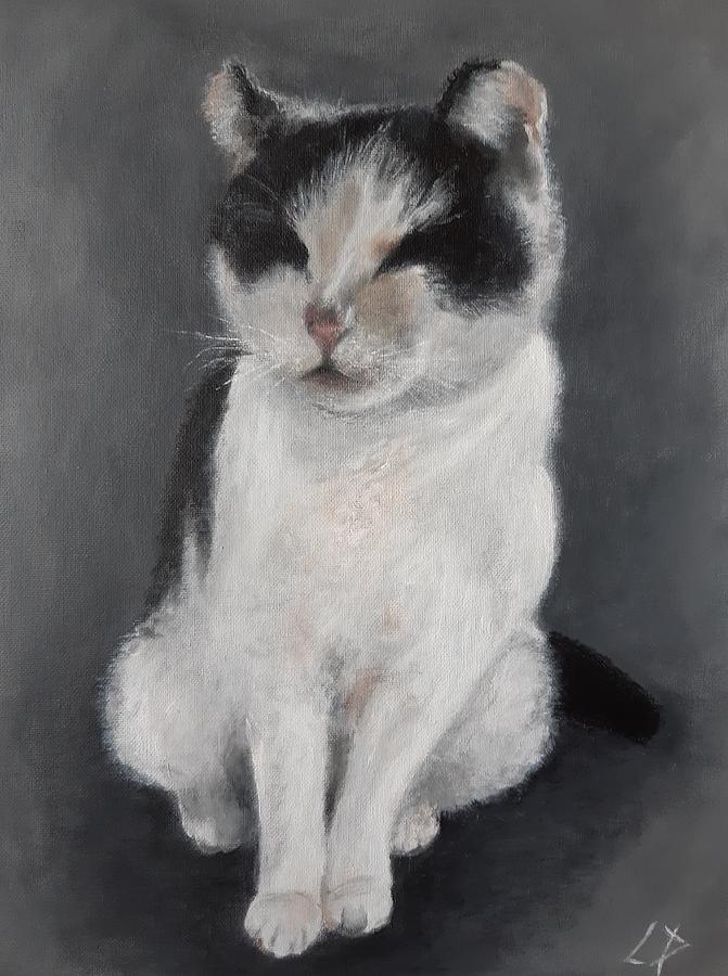 Sleepy Cat Painting by Linda Doherty