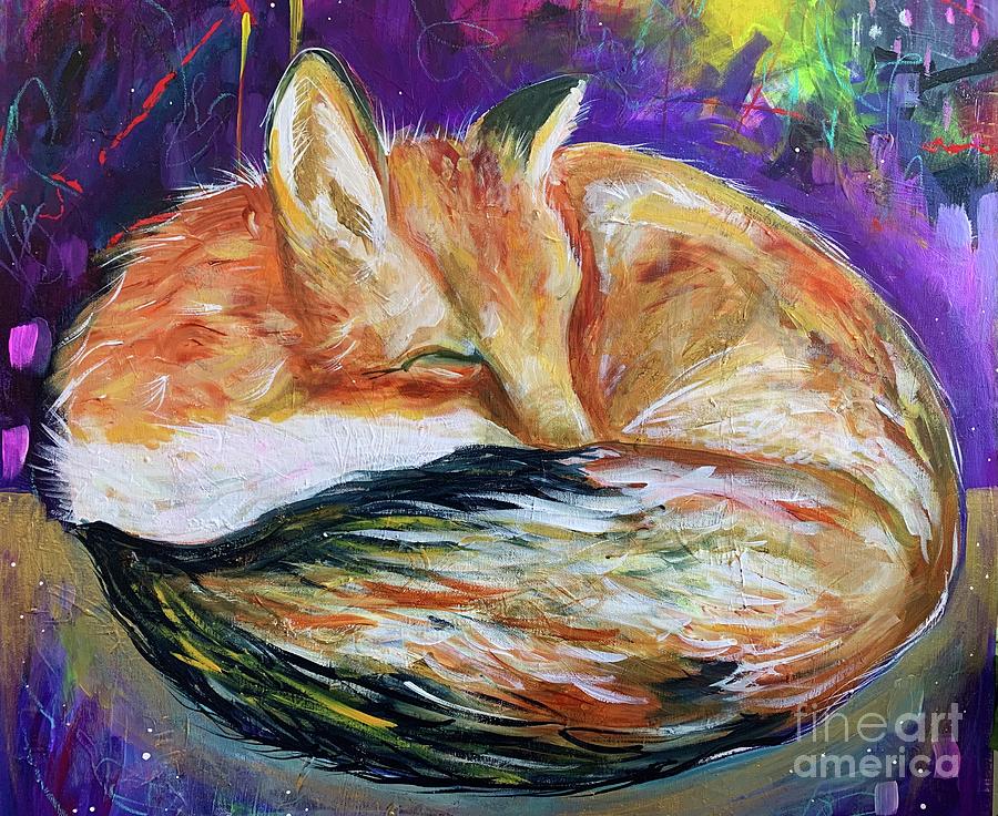 Sleepy Fox Painting by Kim Heil