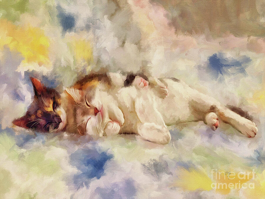 Sleepy Kitty Hugs Digital Art by Lois Bryan