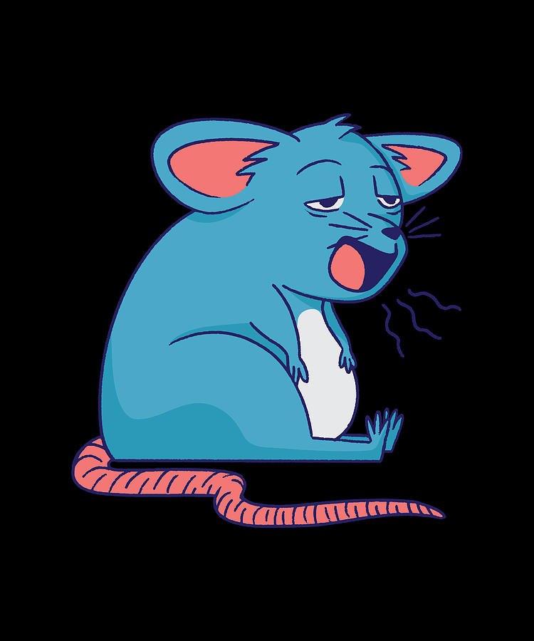 Sleepy mouse funny blue mouse yawning Digital Art by Norman W - Pixels