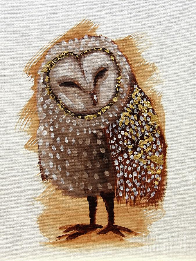 Sleepy Owl Painting by Lucia Stewart