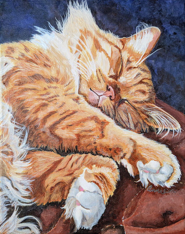 Sleepy Pye Sleeping Ginger Cat Longhair Domestic Cat Painting by Annalisa Rivera-Franz Sleepy Pye Sleeping Ginger Cat Longhair Domestic Cat Painting by Annalisa Rivera-Franz