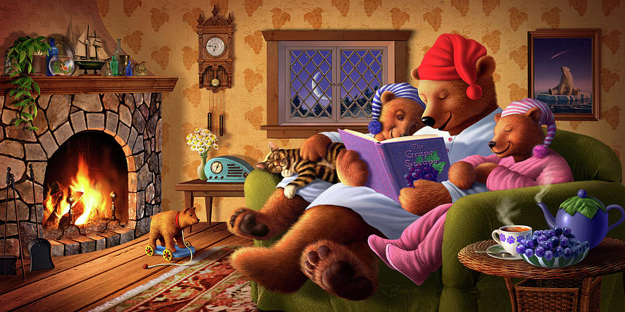 Bear Digital Art - Sleepytime Grape by Jerry LoFaro Bear Digital Art - Sleepytime Grape by Jerry LoFaro