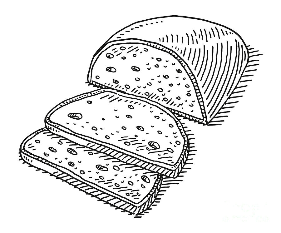 Slices Of Bread Food Drawing Drawing by Frank Ramspott - Pixels