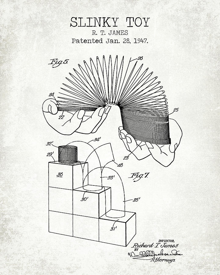 Toy Story Digital Art - Slinky toy old patent by Dennson Creative