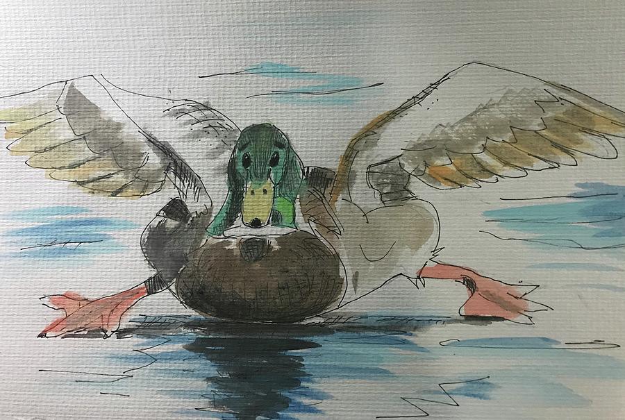 Slippy Duck Painting by Eileen Backman