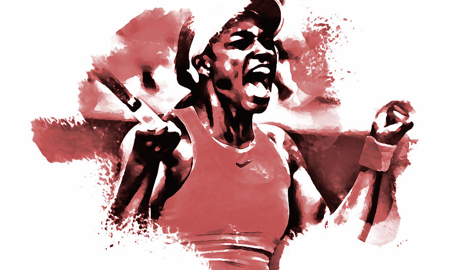 Sloane Stephens Fired Up Mixed Media by Brian Reaves