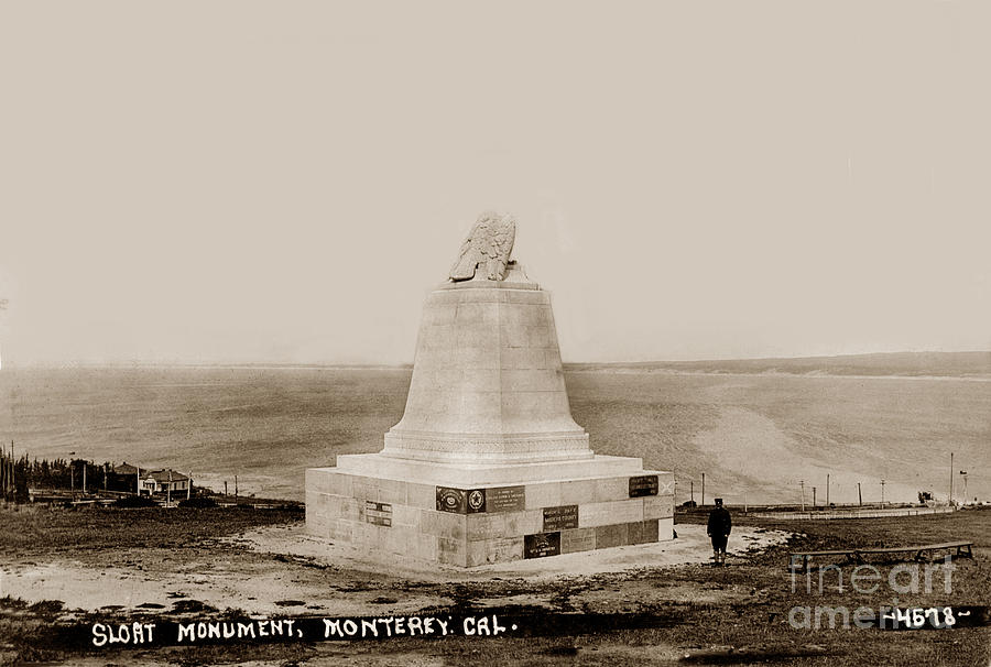 Monterey Photograph - Sloat Monument in the Presidio of Monterey, California 1910 by Monterey County Historical Society