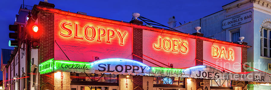 Sloppy Joes Key West Bar at Night Panorama Photo Photograph by Paul Velgos