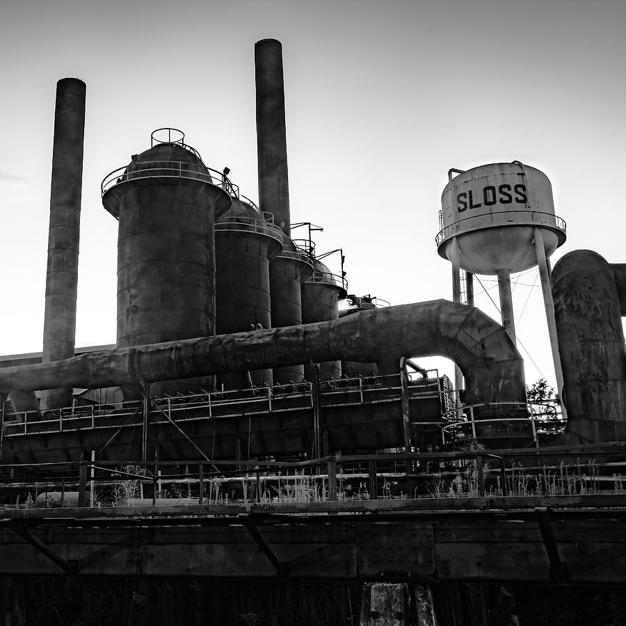 Sloss Furnaces Of Birmingham Alabama - Black and White Square Format  Photograph by Gregory Ballos
