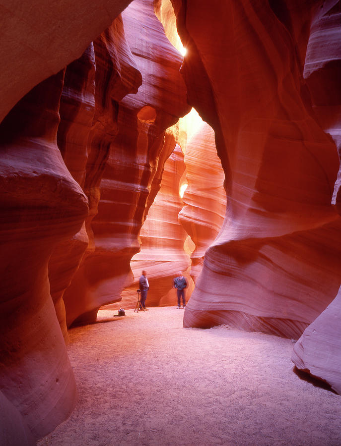 Slot Canyon 2 with 2 Men Photograph by Mike McGlothlen