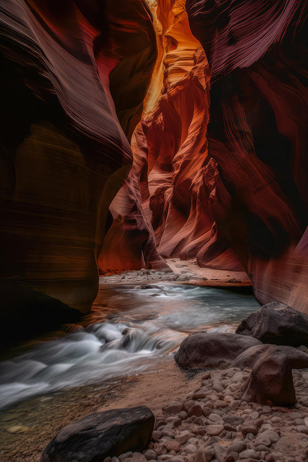 Slot Canyon Stream Digital Art by Wes and Dotty Weber