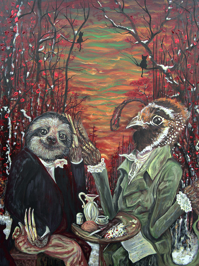 Sloth and the Quail Painting by Jacob Wayne Bryner