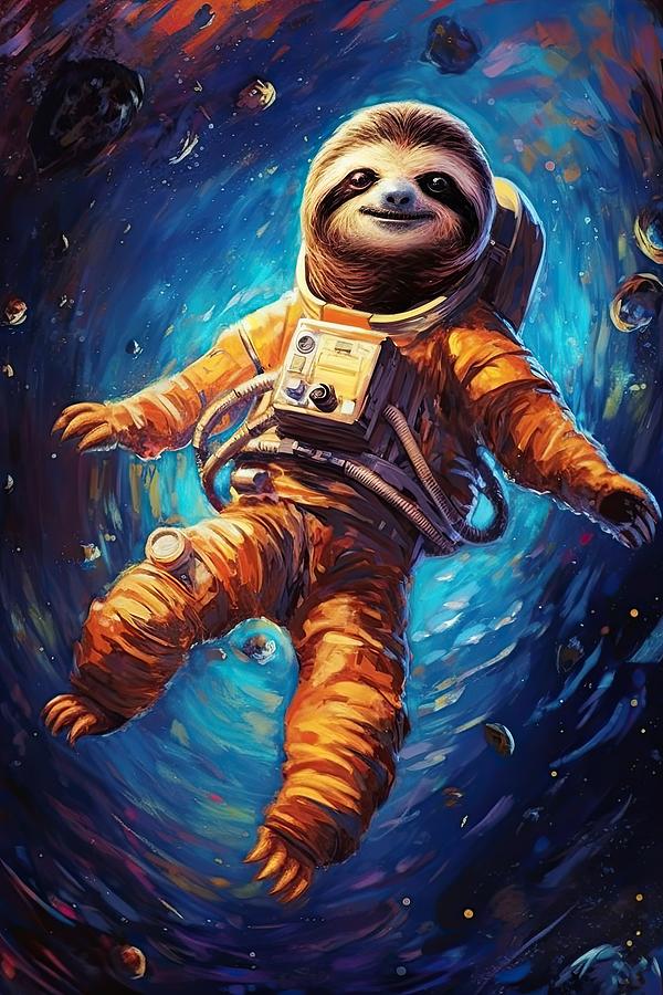 Sloth Astronaut Painting